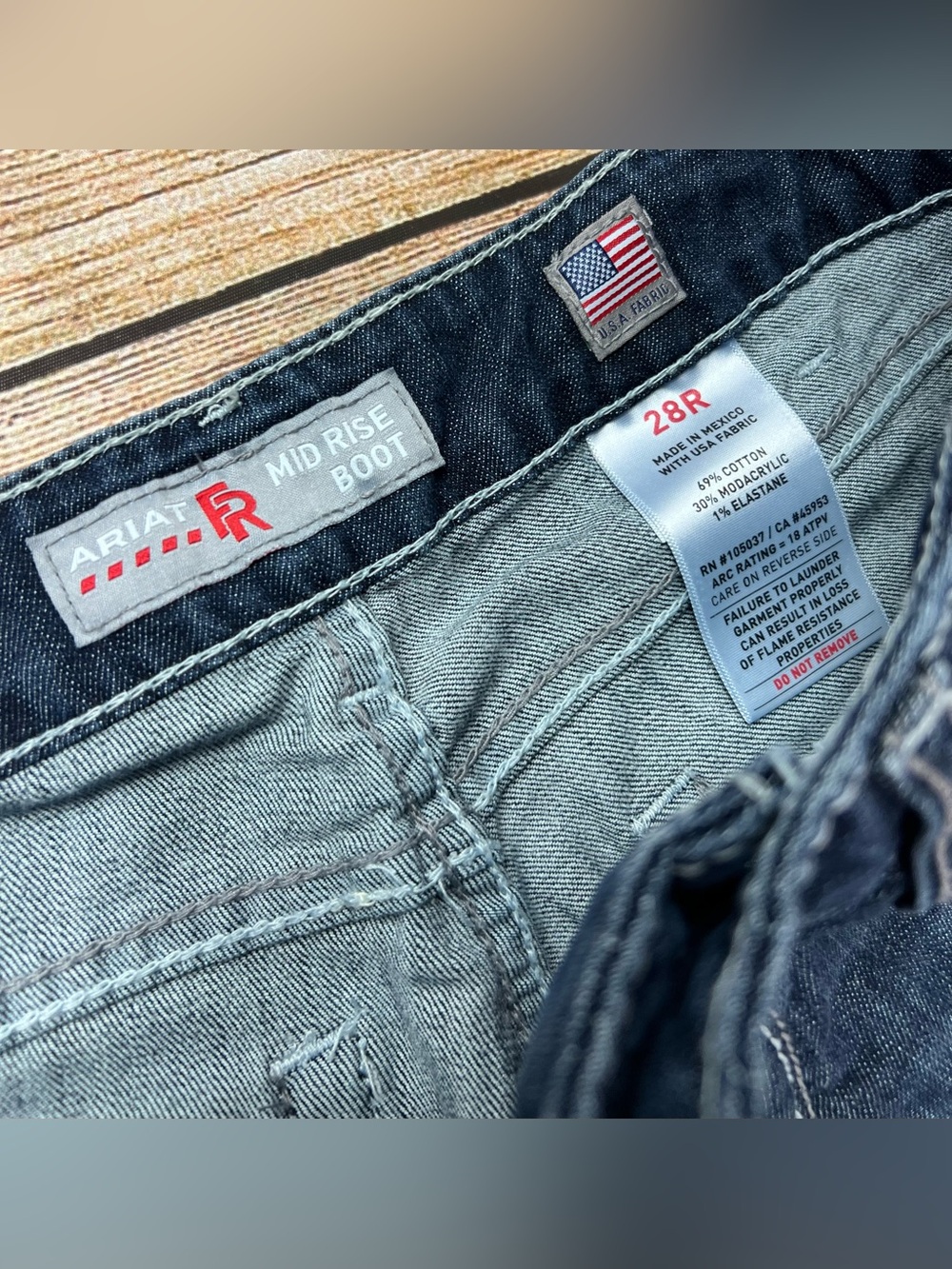 Women Ariat FR Mid Rise Bootcut Denim Jeans Flame Resistant CAT 2 Size 28R - Picture 3 of 8